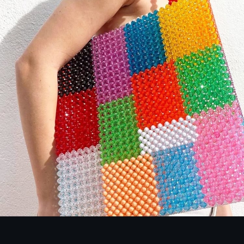 Susan Alexandra Pink and Root Beer Beaded ‘Merry’ Jumbo Tote Bag 💕🤎 - Picture 9 of 11